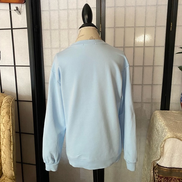Balenciaga Paris 2020 Wom M Gorgeous Light Blue Logoed French Terry Sweatshirt - Picture 4 of 10